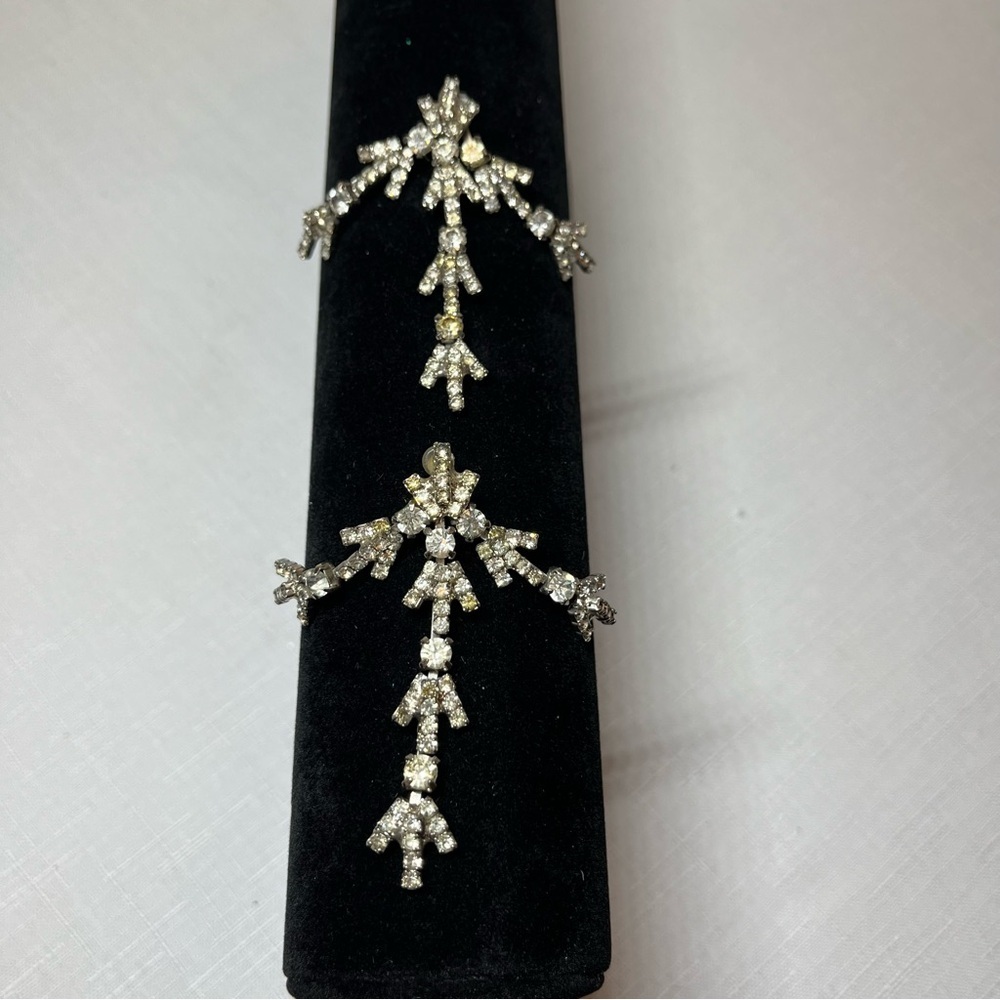 Vintage Stud Silver Crystal Rhinestone Earrings. Statement